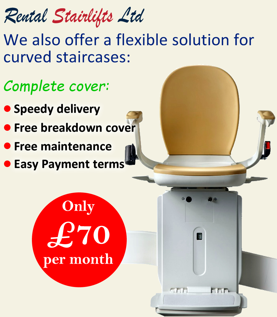 new curved rental stairlift